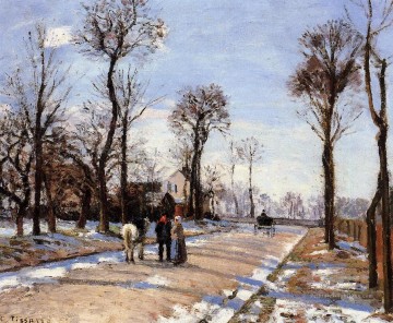  Hiver Tableaux - rue hiver soleil et neige Camille Pissarro